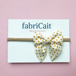 Yellow Polka Dot Bow. Fall Baby Bow Headband. Yellow Dot Headband. Mustard Baby Bow. Polka Dot Baby Bow Headband. Newborn Gift.