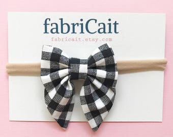 Black and White Buffalo Plaid Bow. Buffalo Check Bow. Buffalo Check Bow Headband. Black Check Bow. Plaid Baby Bow. Halloween Baby Bow.