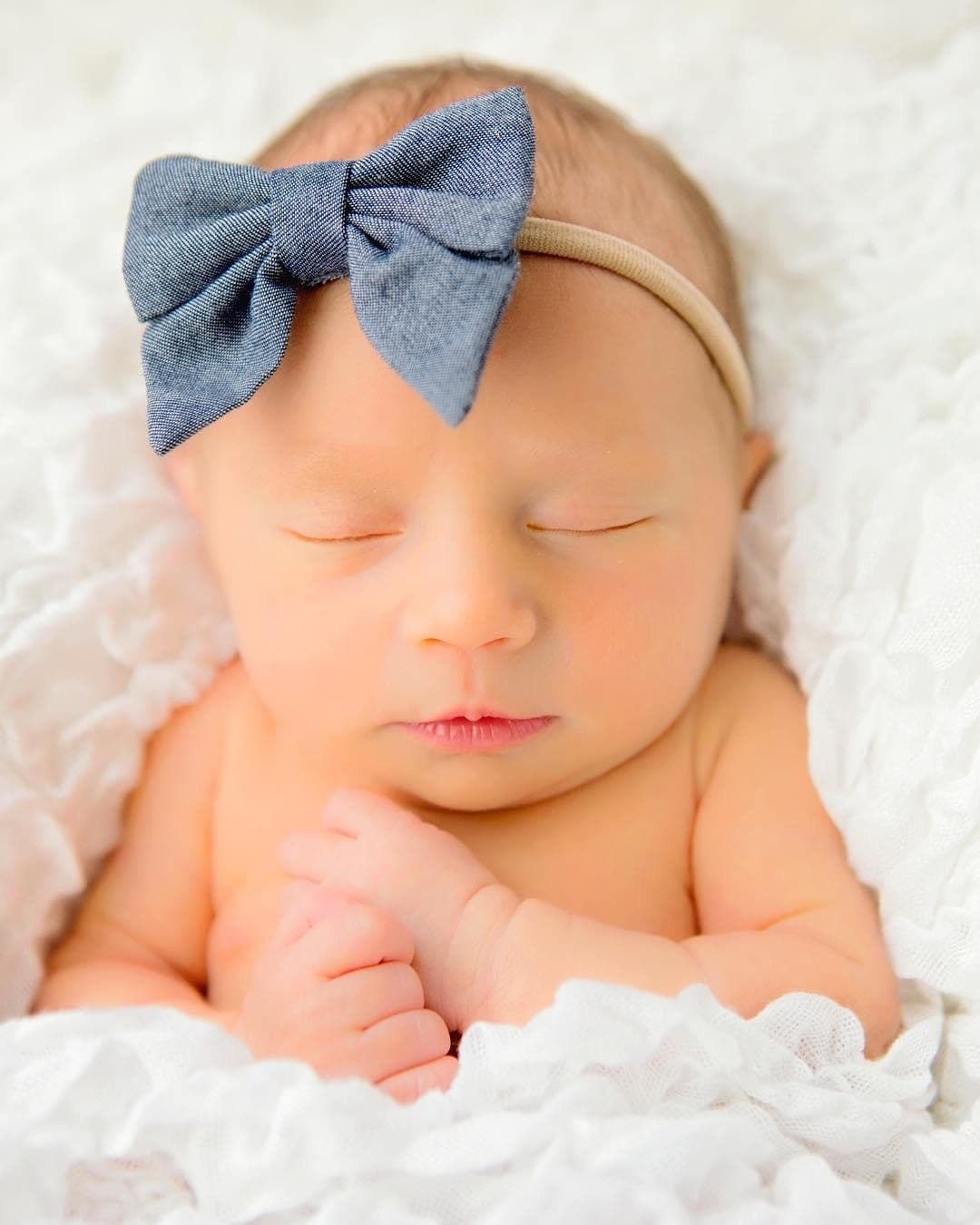 Denim Baby Bow Headband Jean Infant Classic Newborn Girl