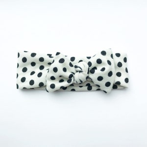 Polka Dot Top Knot Headband: Black and White Sweater Knit