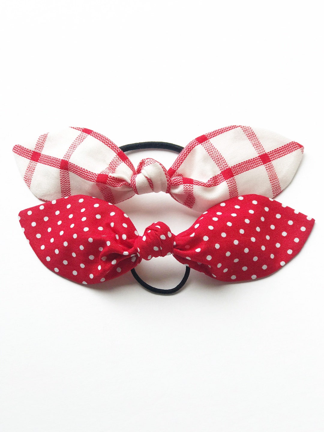 Christmas Hair Scarf. Red Polka Dot Hair Scarf. Red Plaid Hair Scarf