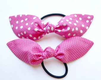 Pink Polka Dot Bow, Pink Bow, Pink Hair Scarf, Pink Hair Bow for Women, Pink Hair Accessories, Pink Hair Bow, Fabric Hair Bows, Hair Bows