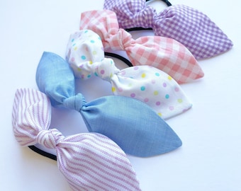 Pink Hair Scarf. Spring Hair Scarf. Chambray Hair Scarf. Pastel Hair Scarf. Girls Hair Scarf. Summer Hair Bow. Girls Ponytail Bow.