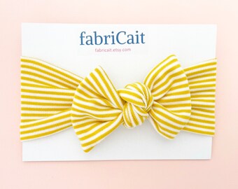 Yellow Stripe Headband. Yellow Bow Headband. Yellow Baby Bow Headband. Yellow Stripe Bow Headband. Stripe Headband. Newborn Bow Headband.