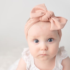 Neutral Bow Headband. Cream Bow Headband. Natural Baby Headband. Cream Newborn Headband. Cream Baby Headband. Cream Newborn Baby Headband. image 3