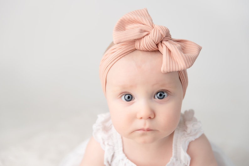 Neutral Bow Headband. Cream Bow Headband. Natural Baby Headband. Cream Newborn Headband. Cream Baby Headband. Cream Newborn Baby Headband. image 3