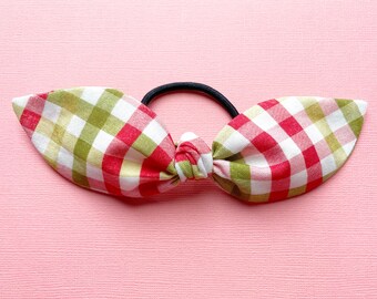 Handmade Plaid Christmas Hair Bow: Kids Holiday Hair Scarf