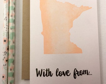 Minnesota State Love Stationery - Four Bar Cards - Thank You, Hello From, With Love