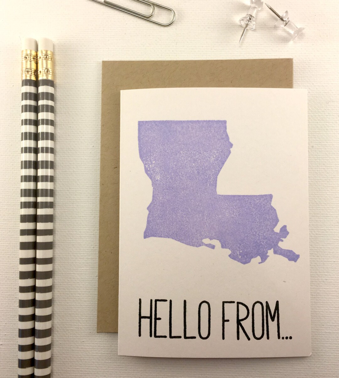 Louisiana State Love Stationery Four Bar Cards Thank You, Hello From