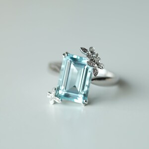 4 Carat Aquamarine Engagement Ring Blue Stone Ring White Gold - Etsy