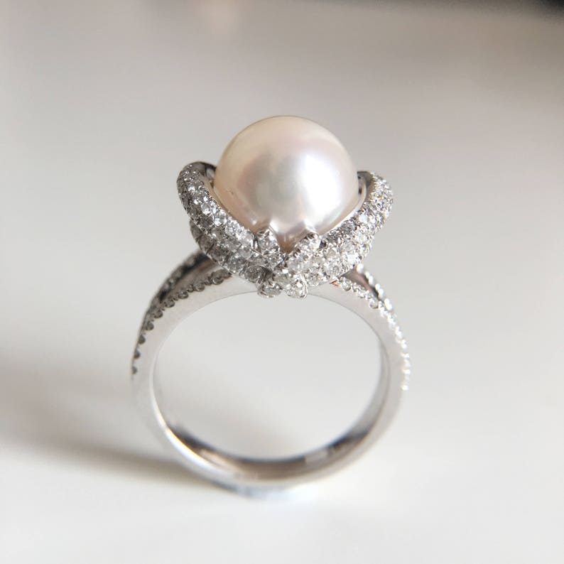 8.5mm Akoya Pearl Engagement Ring Etsy
