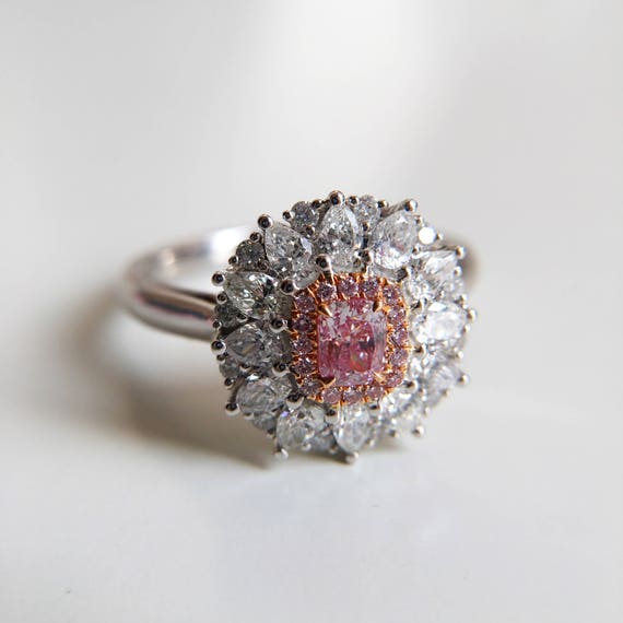 Wonderbaar 028 carat roze diamant verlovingsring roze stenen | Etsy RZ-99