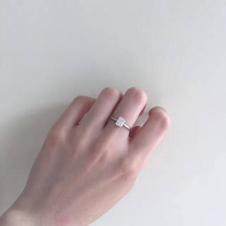 1 Carat Emerald Cut Diamond Engagement Ring - Etsy