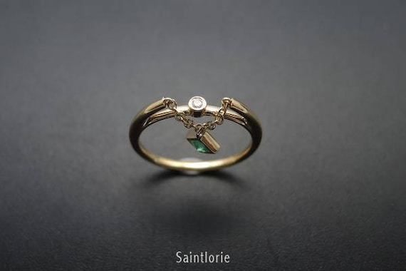 015 Carat Szmaragdowy Pierścionek Zaręczynowy Etsy