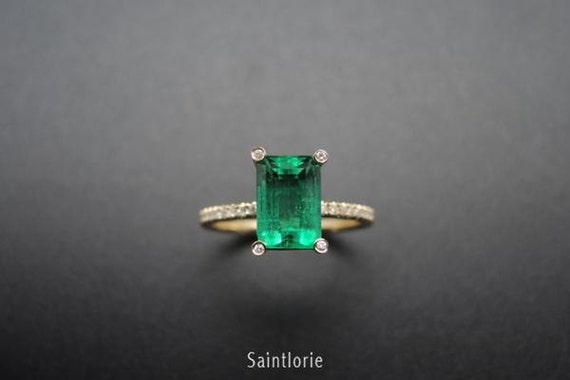 152 Carat Szmaragdowy Pierścionek Zaręczynowy Etsy