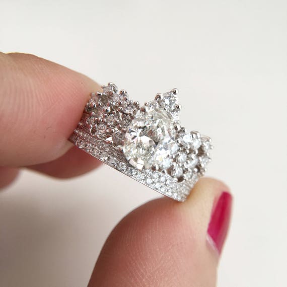 1 Karat Diamant Verlobungsring Diamant Halo Ring Weissgold Ring Etsy