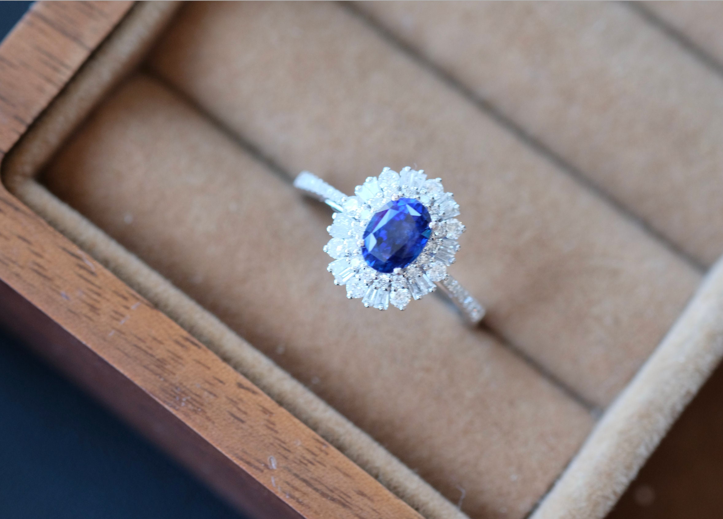 1.3 Karaat Blauwe Saffier Verlovingsring Blauwe Saffier Ring
