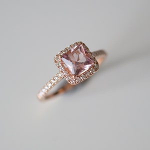 1.5 Carat Morganite Engagement Ring Pink Stone Engagement Ring - Etsy