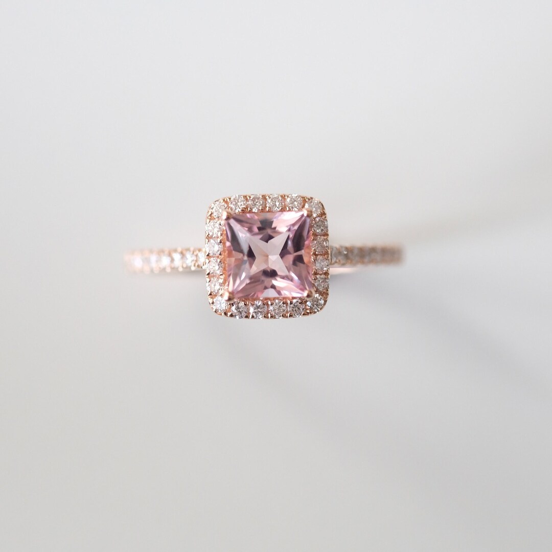 1.5 Carat Morganite Engagement Ring Pink Stone Engagement Ring - Etsy
