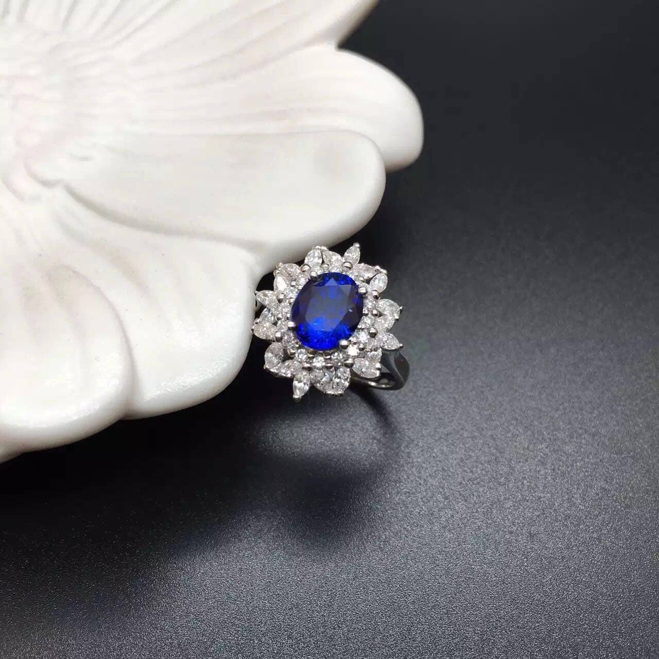 2.1 Carat Blue Sapphire Engagement Ring Royal Blue Sapphire | Etsy