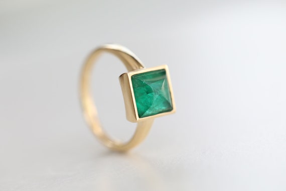 2 Carat Emerald Engagement Ring Cabochon Emerald Ring Emerald | Etsy
