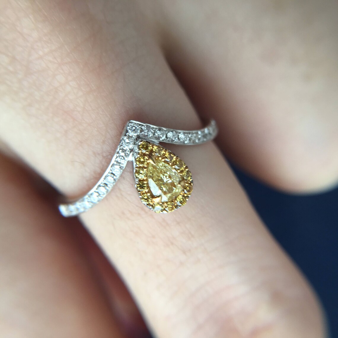 0.2 Carat Yellow Diamond Engagement Ring Yellow Diamond Ring Etsy