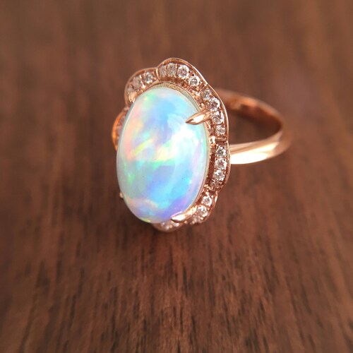3.9 Carat Opal Engagement Ring Opal Ring Rose Gold Engagement - Etsy