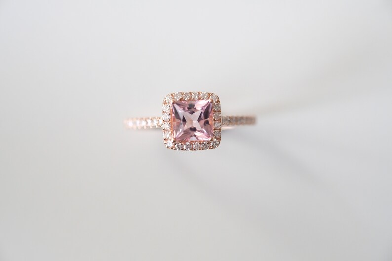 1.5 Carat Morganite Engagement Ring Pink Stone Engagement Ring - Etsy