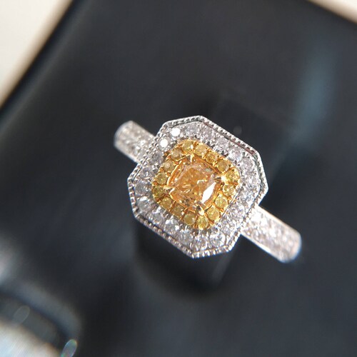 0.27 Carat Yellow Diamond Engagement Ring Yellow Diamond Ring - Etsy