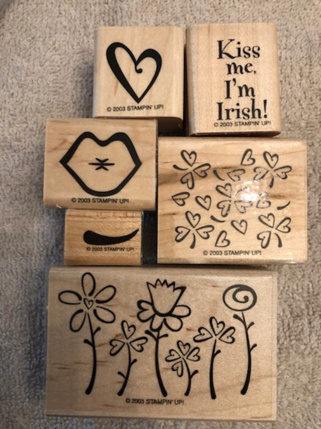 Stampin' up 2003 Hearts and Clovers Wood Block Stamp Set - Etsy