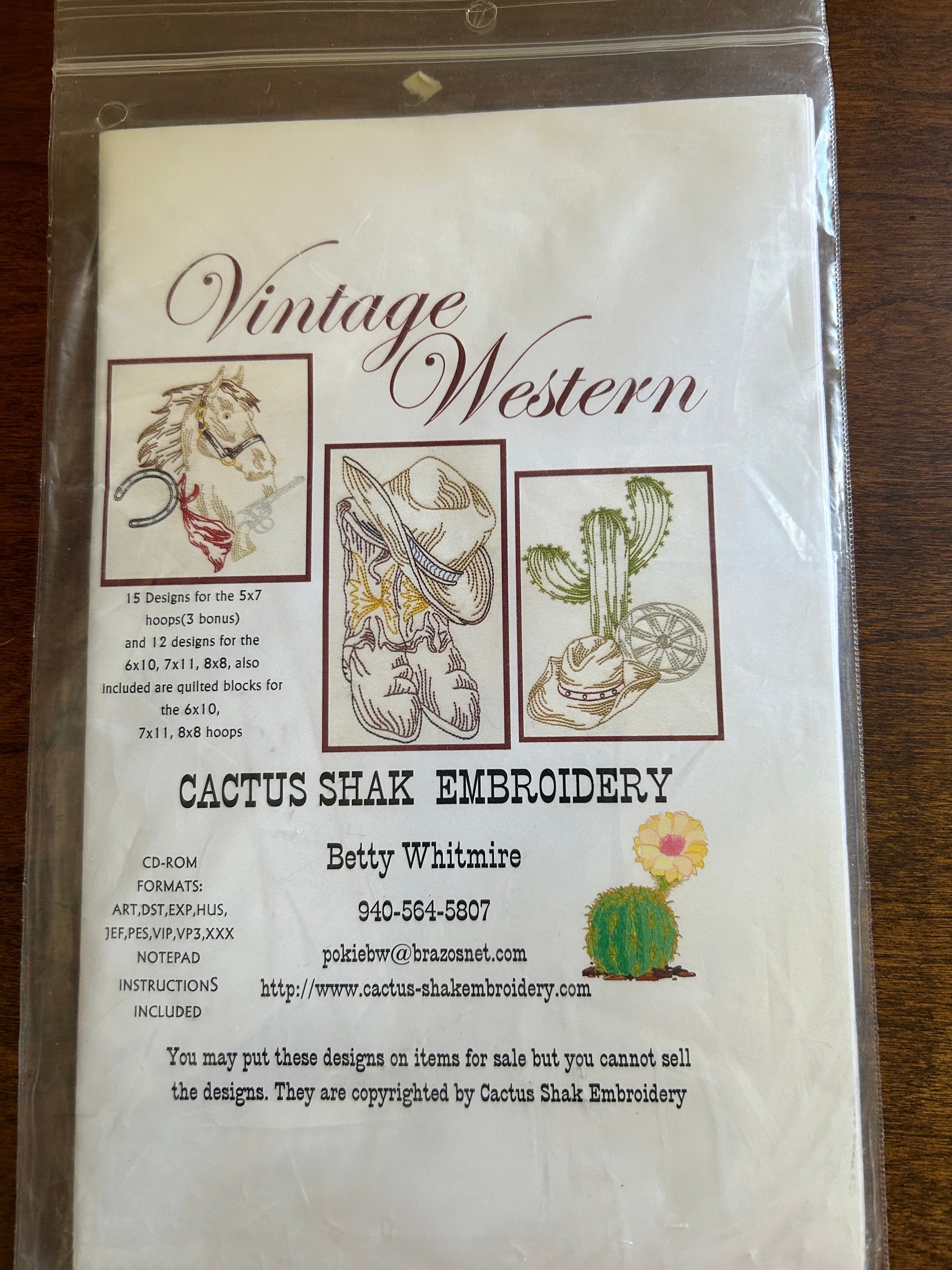 Vintage Western Cactus Shak, Sue Box Creations, Pegboard Crafts and Fancy That! Embroidery Designs