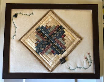 Log Cabin Quilted Framed Picture