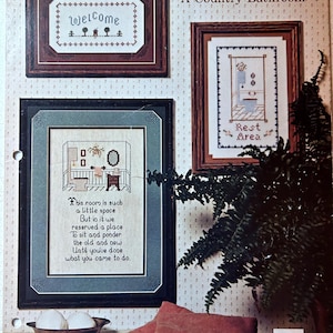 Rayna Designs Cross Stitch Charts - Country Bathroom, Necessary Bathroom and Laundry Room