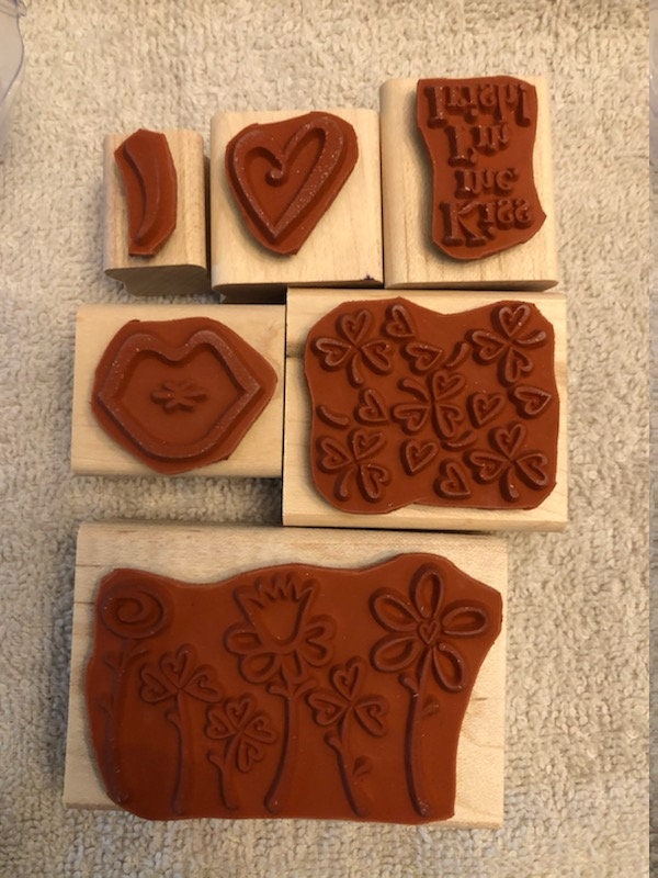 Stampin' up 2003 Hearts and Clovers Wood Block Stamp Set - Etsy