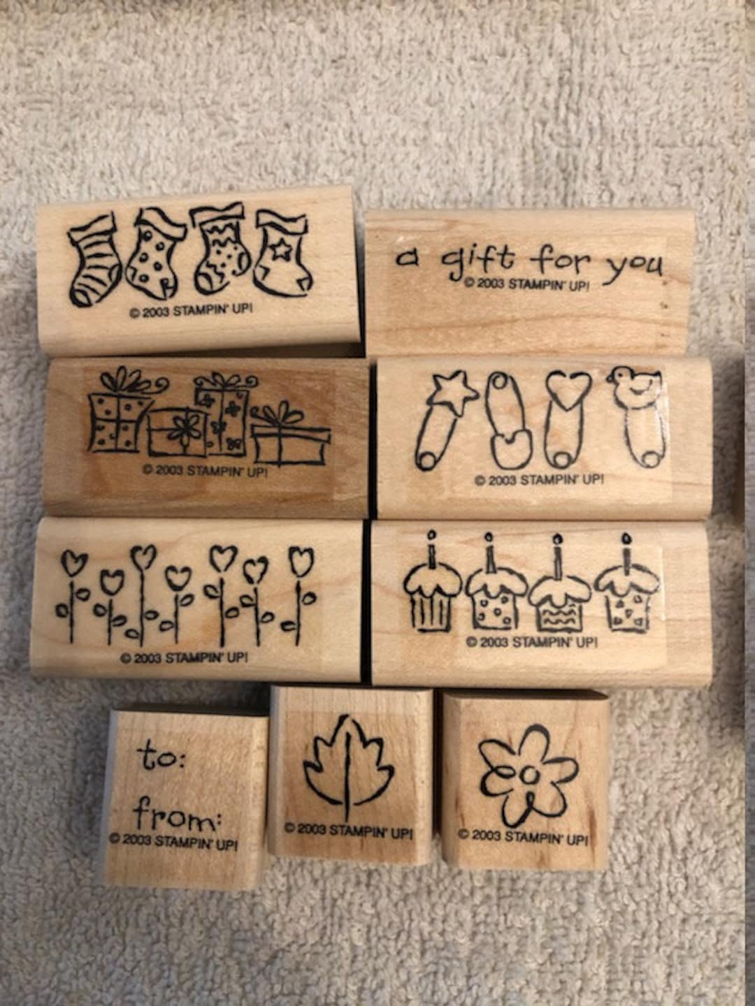 Stampin' up 2002 Tag-alongs Wood Block Stamp Set - Etsy