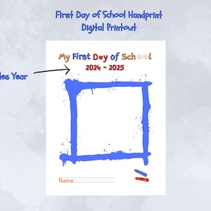 Memory Keepsake | 1St First Day School Handprint | Back To School Printable | First Day Of School Handprint Craft | Handprint Art
