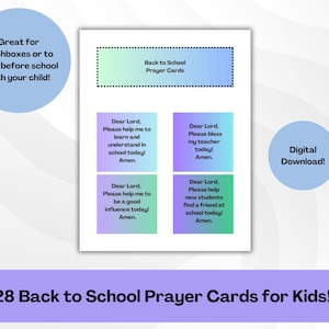Backpack Blessings | Pencil Blessing | Back To School Prayer Cards | Prayers For Kids | First Day Of School | Prayer Cards