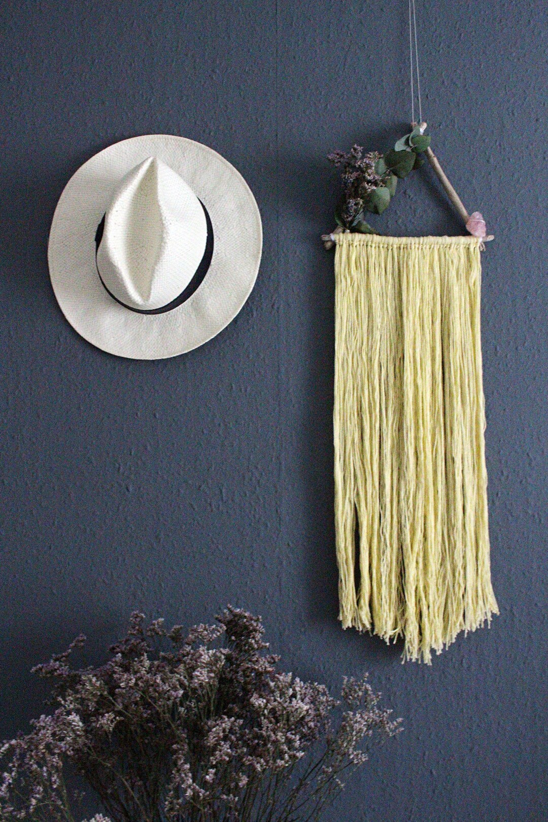 Floral Dreamcatcher Wall Hanging – Rose Quartz Crystal, Driftwood - Etsy