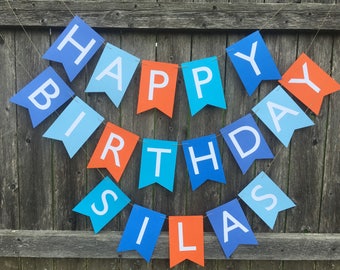 blue birthday banner etsy
