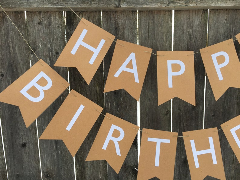Kraft birthday banner Happy birthday banner. Simple happy birthday banner Rustic birthday banner
