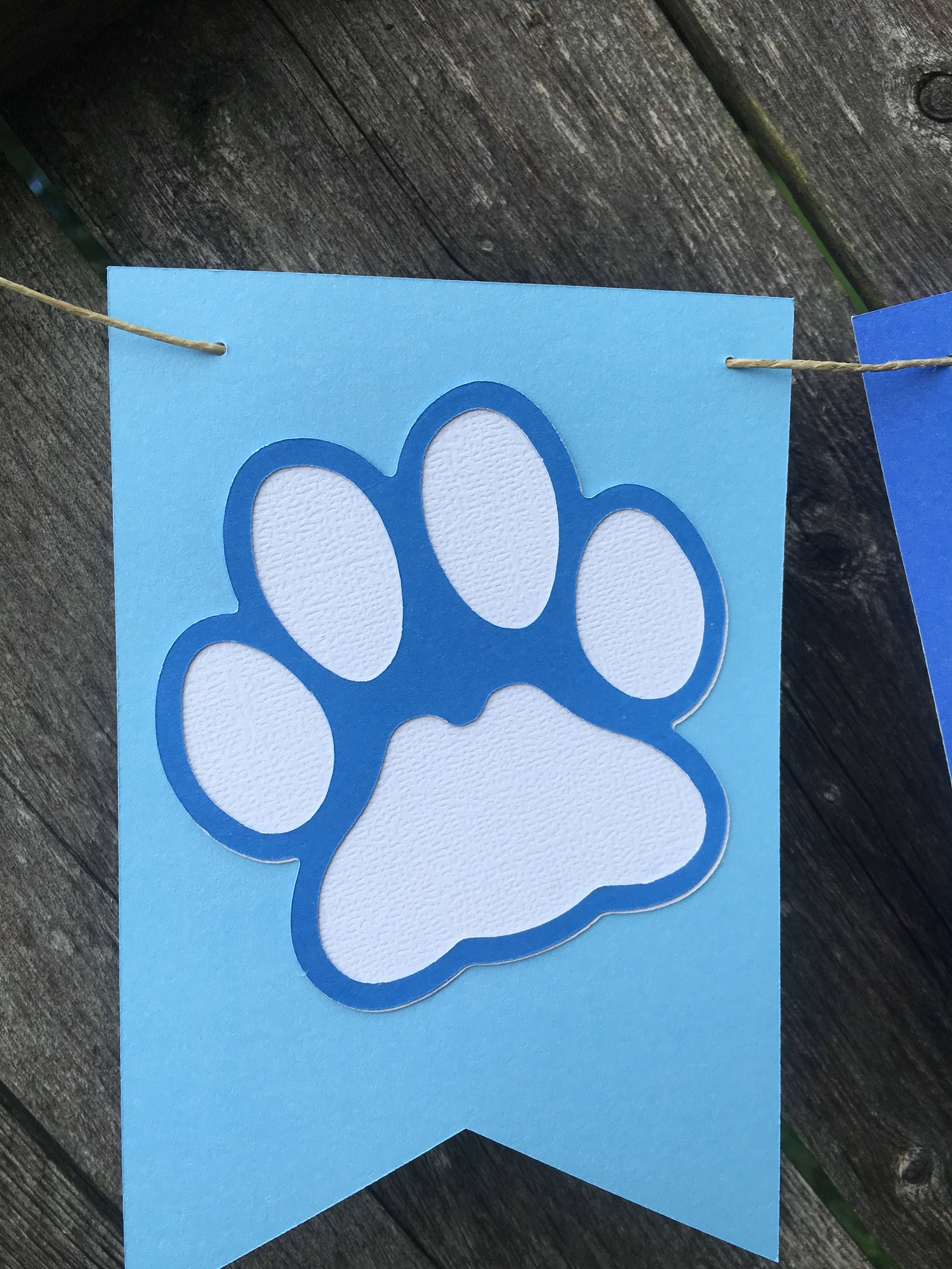 Paw print Birthday banner. Pawty banner. Puppies first | Etsy