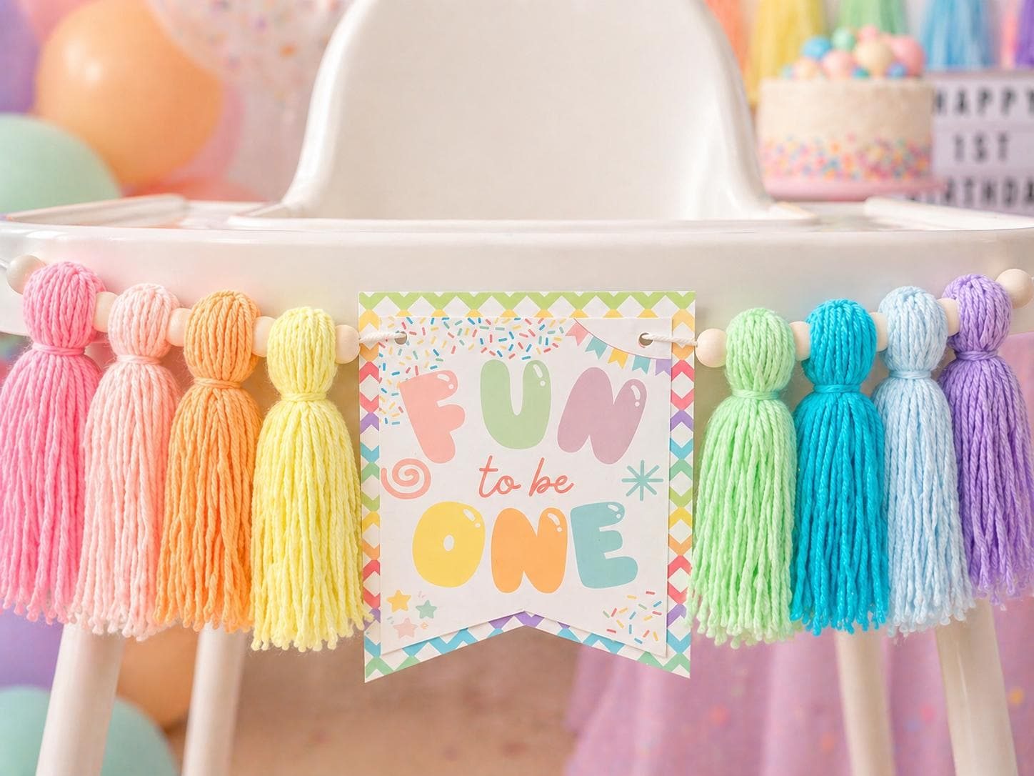 It’s Fun to Be One First Birthday, Pastel Rainbow High Chair Banner - Etsy
