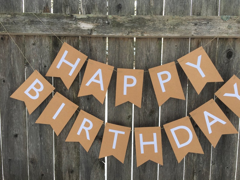 Kraft birthday banner Happy birthday banner. Simple happy birthday banner Rustic birthday banner