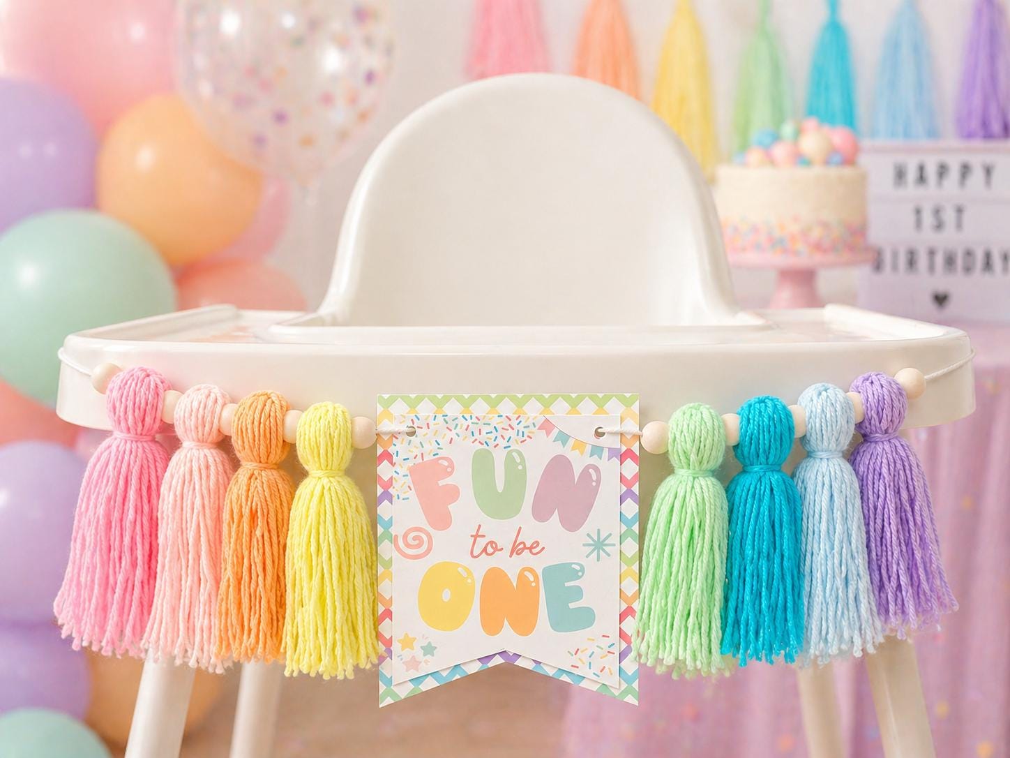 It’s Fun to Be One First Birthday, Pastel Rainbow High Chair Banner - Etsy