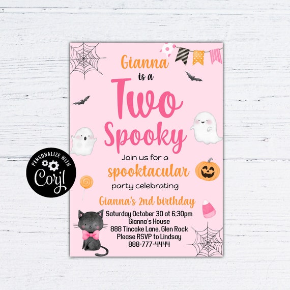editable Halloween birthday invitation, 2nd birthday Halloween