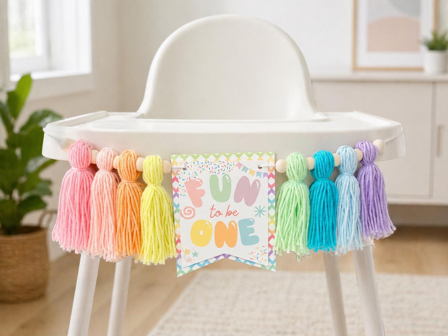 It’s Fun to Be One First Birthday, Pastel Rainbow High Chair Banner - Etsy