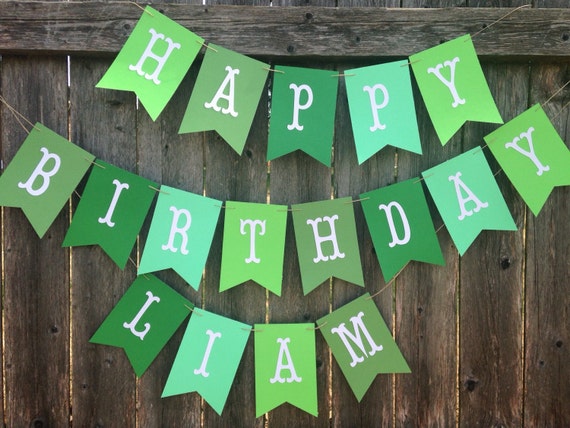 Boy Birthday banner. Green Happy Birthday banner. St Patricks day birthday banner. Personalized birthday banner. Boy birthday decor. Il_570xn
