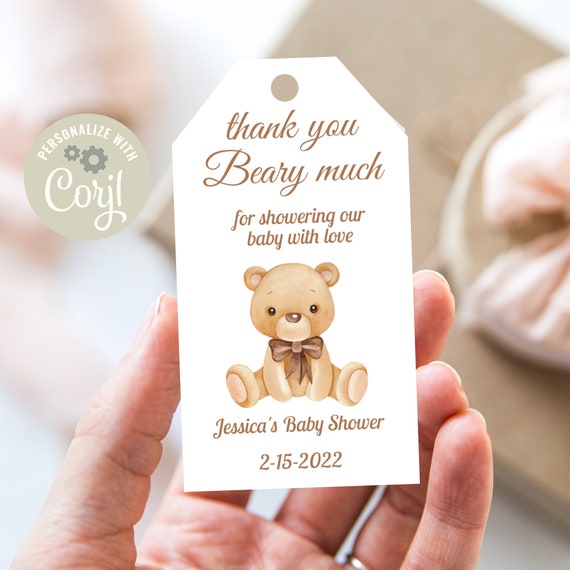 Teddy Bear Favor Tags Editable Baby Shower Favor Tag We Can Etsy
