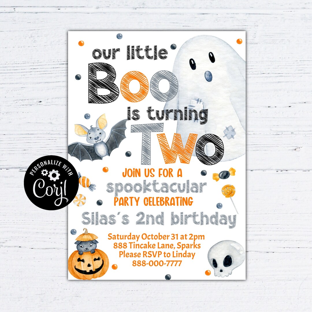 Editable Halloween Birthday Invitation 2nd Birthday Halloween - Etsy