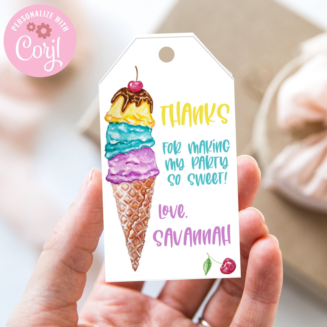 Ice Cream Party Favor Tags Ice Cream Birthday Favor Tags Ice - Etsy